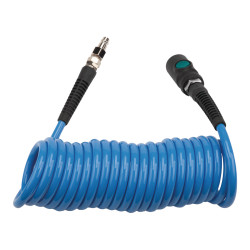 Spirálová PU hadice 5 m, ø 6,5/10 mm, 10 bar s rychlospojkou