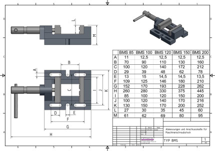 Strojný zverák BMS 120 s prizmou