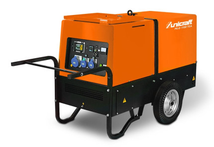 Elektrocentrála PG-D 1100 TEA (6704123). Vyobrazený podvozek není součástí dodávky - volitelné příslušenství (6709931).