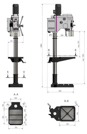 Stĺpová prevodová vŕtačka OPTIdrill DH 28 GSV